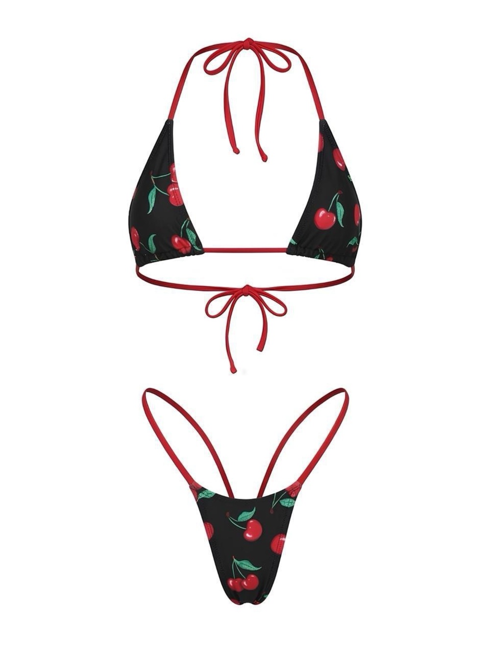 GrlFriday Shop Cherry Print Microkini Set